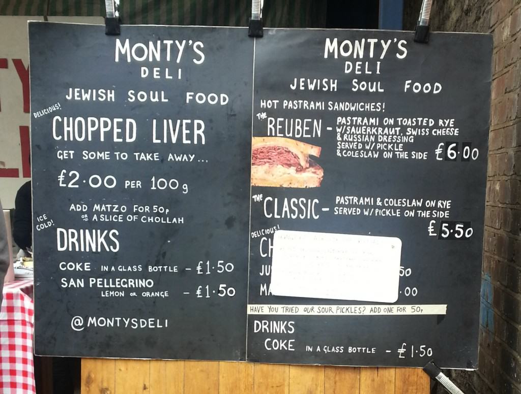 Monty's menu